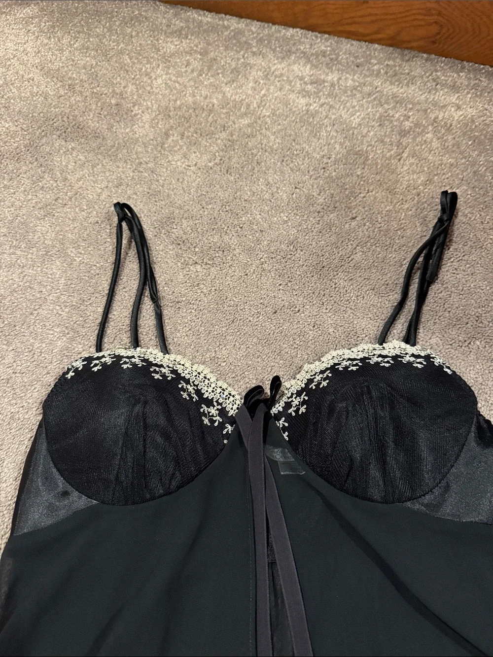 Seductive Wear by Cinema Etoile Black Babydoll Lingerie Chemise Lace Trim SIZE M